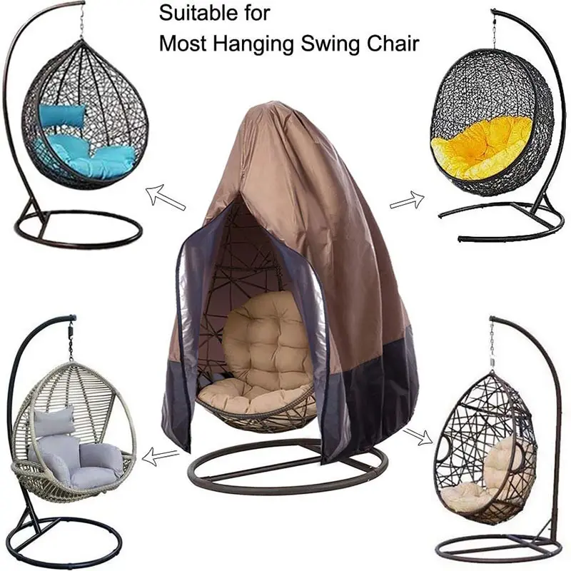 210D Patio Hanging Egg Chair Cover,Waterproof Wind-Proof Swing Egg Chair Cover,withZipper,Outdoor Wicker Single Swing Seat Cover