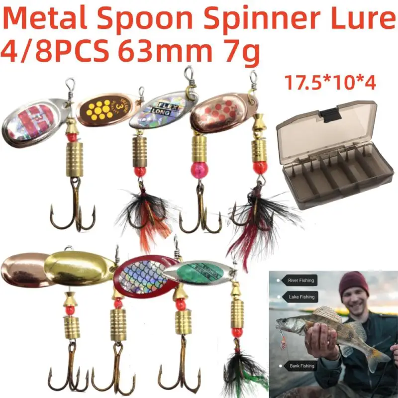 

8pcs Spinner Fishing Lure Kit Metal Sequin Spoon Hard Bait Fishing Wobblers Set Fishing Tackle Isca Atificial Lure Pesca