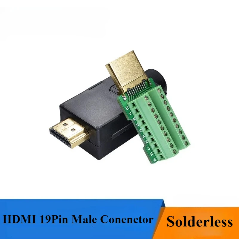 

1 шт. HDMI 19-контактный штекерный разъем HDMI без сварки HD-кабельный разъем с корпусом 2,54 мм проводной терминал HDMI-в адаптер