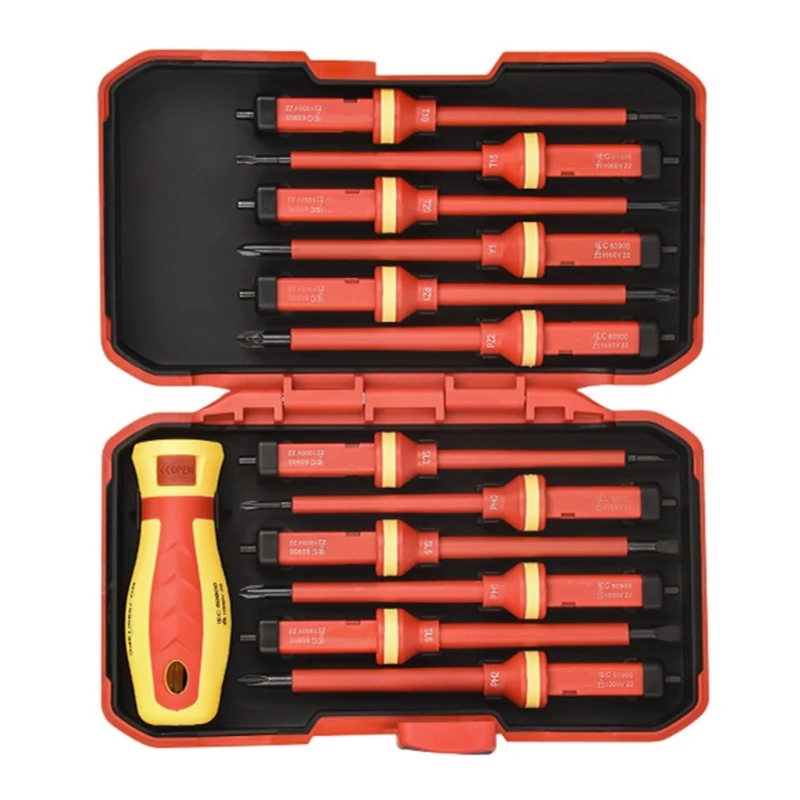 

1000V Insulated Electrician Screwdriver Set,13Pcs Professional Cushions Grip Screwdriver Set Household Repair Tool