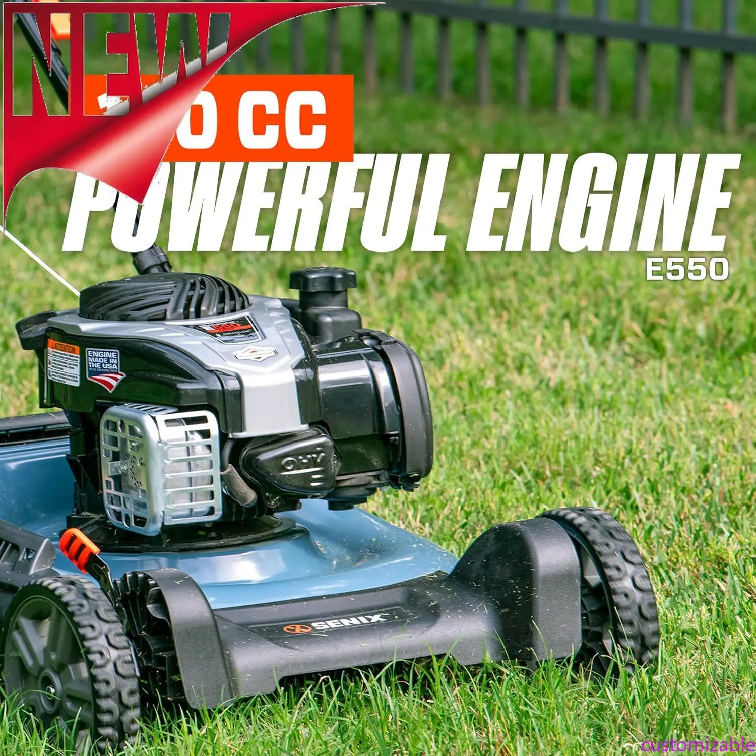 

Customizable 21'' Gas Push Lawn Mower, With 140 Cc 4-Cycle Briggs & Stratton Engine, 3-in-1 Bagging, Mulching
