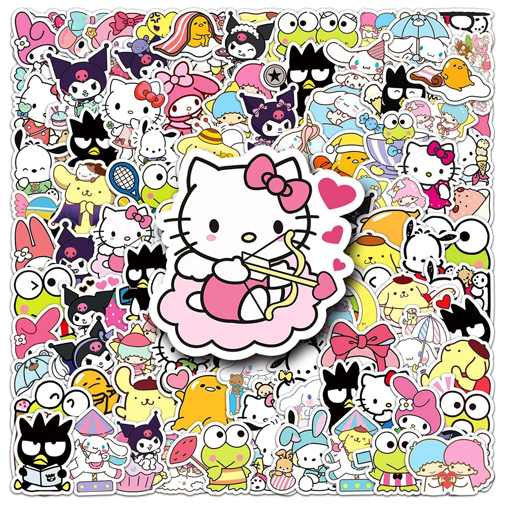 

10/30/50/100pcs Sanrio Anime Graffiti Stickers Cute Pompom Purin Hello Kitty Kuromi Cartoon Sticker Phone Luggage Guitar Decals