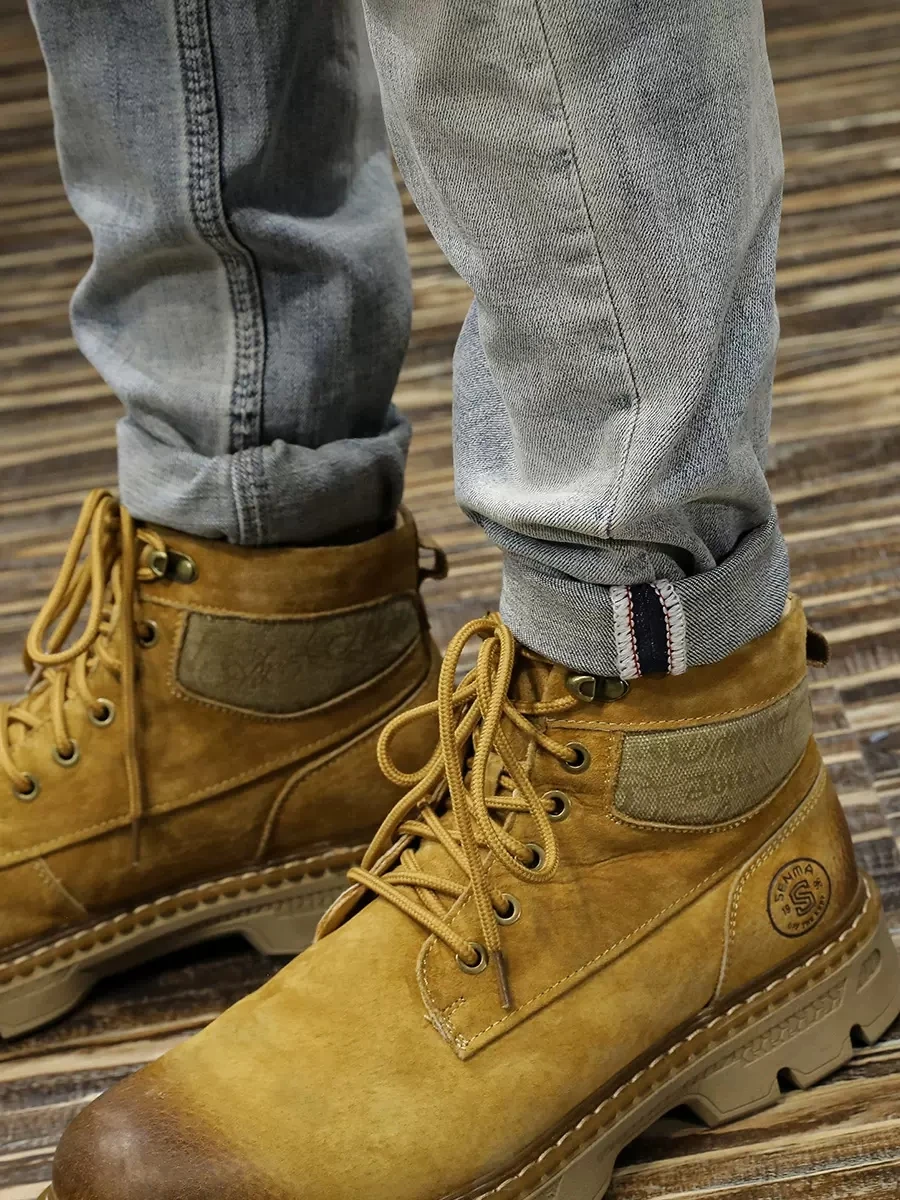 Italian Style Fashion Men Jeans Retro Light Blue Elastic Stretch Slim Fit Ripped Jeans Men Vintage Designer Denim Pants Hombre