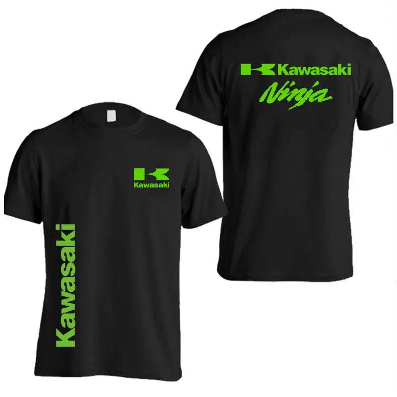 Kawasaki Motorcycle Logo Racing Team Men Summer T-shirt 100% Cotton Women Tee Shirts 2024 New Black Sport Male Clothing Tops