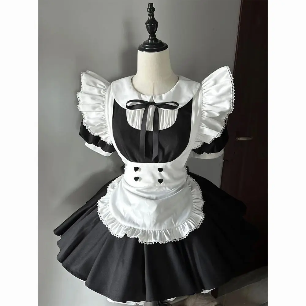 جو جديد حلو ولطيف كوس خادمة لوليتا القوس فستان حزام المئزر المرأة قطعتين مجموعة #2