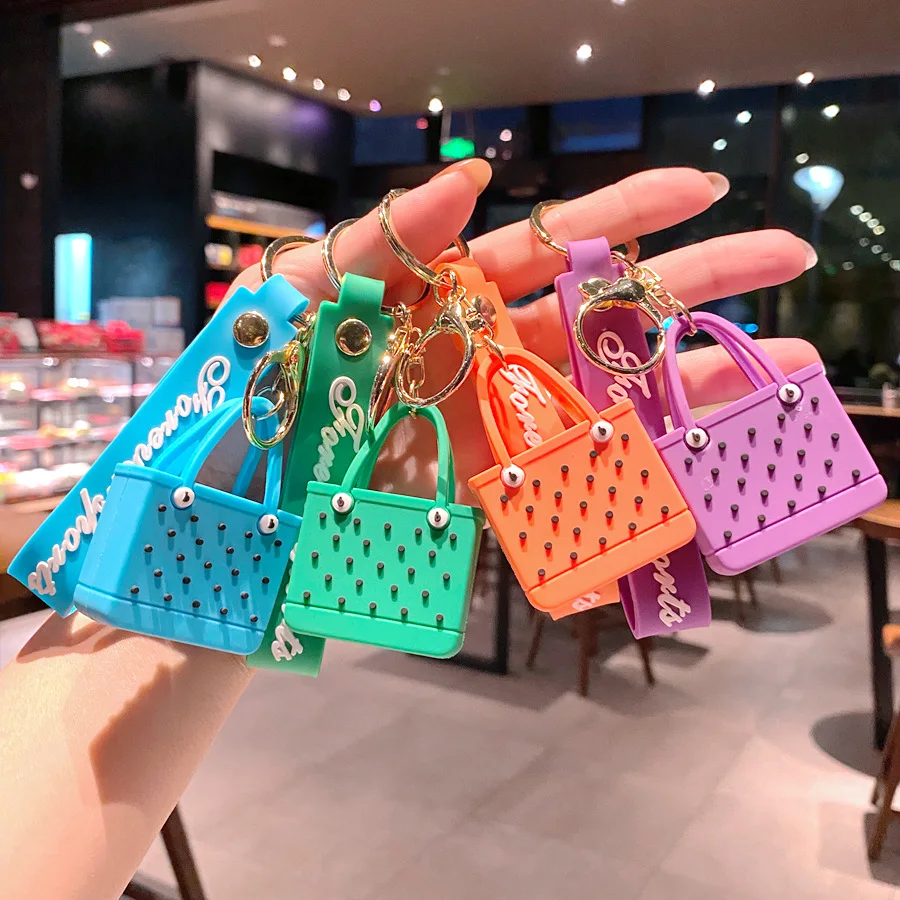 Fashion Keychain Cartoon Backpack Key Ring Silicone Bag Pendants Accessories Key Chains Jewelry for Girl Women Christmas Gift