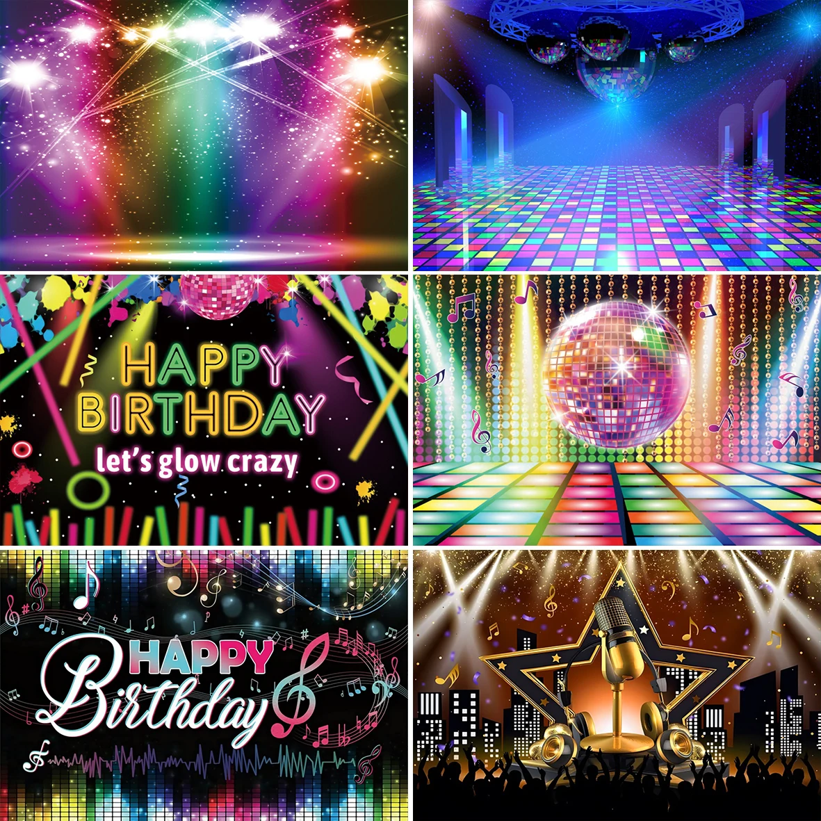

Elderly Disco 80s 90s Sense of Era Hip Hop Background The Neon Lights Birthday Party Decorative Painting Photography Studio Prop