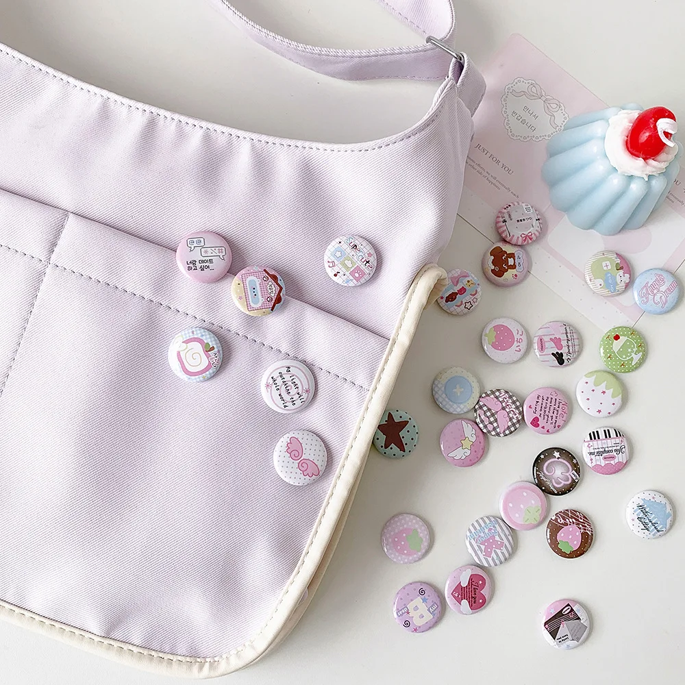 6-teiliges Set Cartoon Engel Herz 25mm Mini Runde Abzeichen Schüler-Rucksack Dekoration Brosche Set Anstecknadel Mädchen Accessoires – Detail 14
