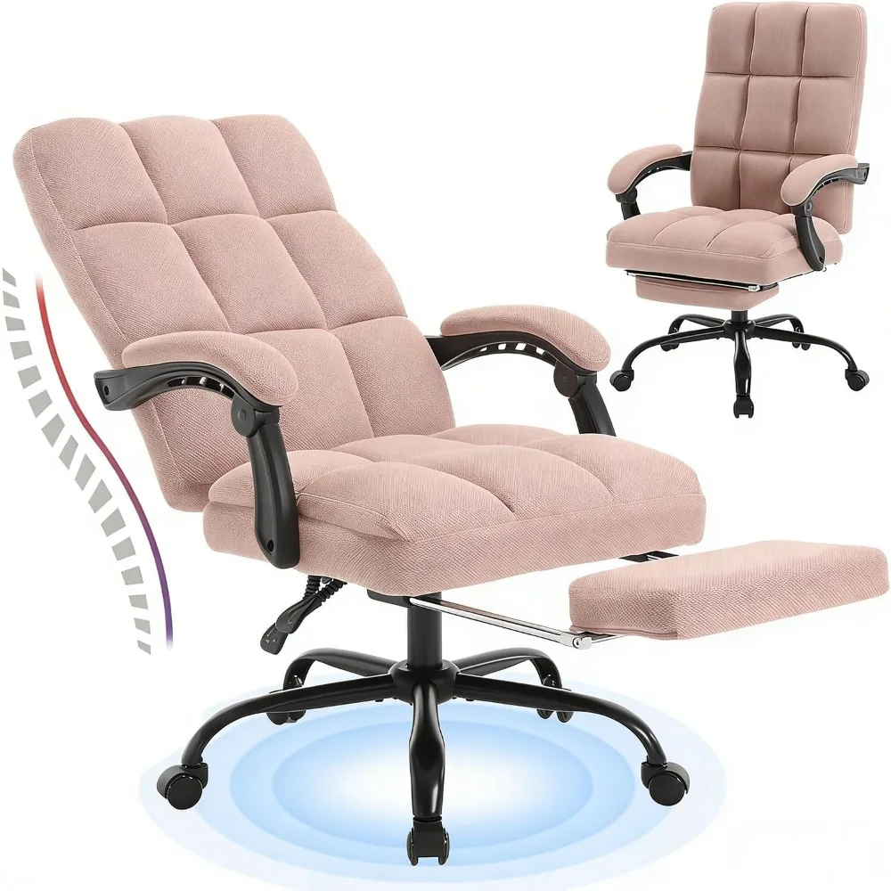 

Erogonomic Reclining Office Chair with Footrest, High Back Fabric Cute Comfortable Recliner Office Desk Chair