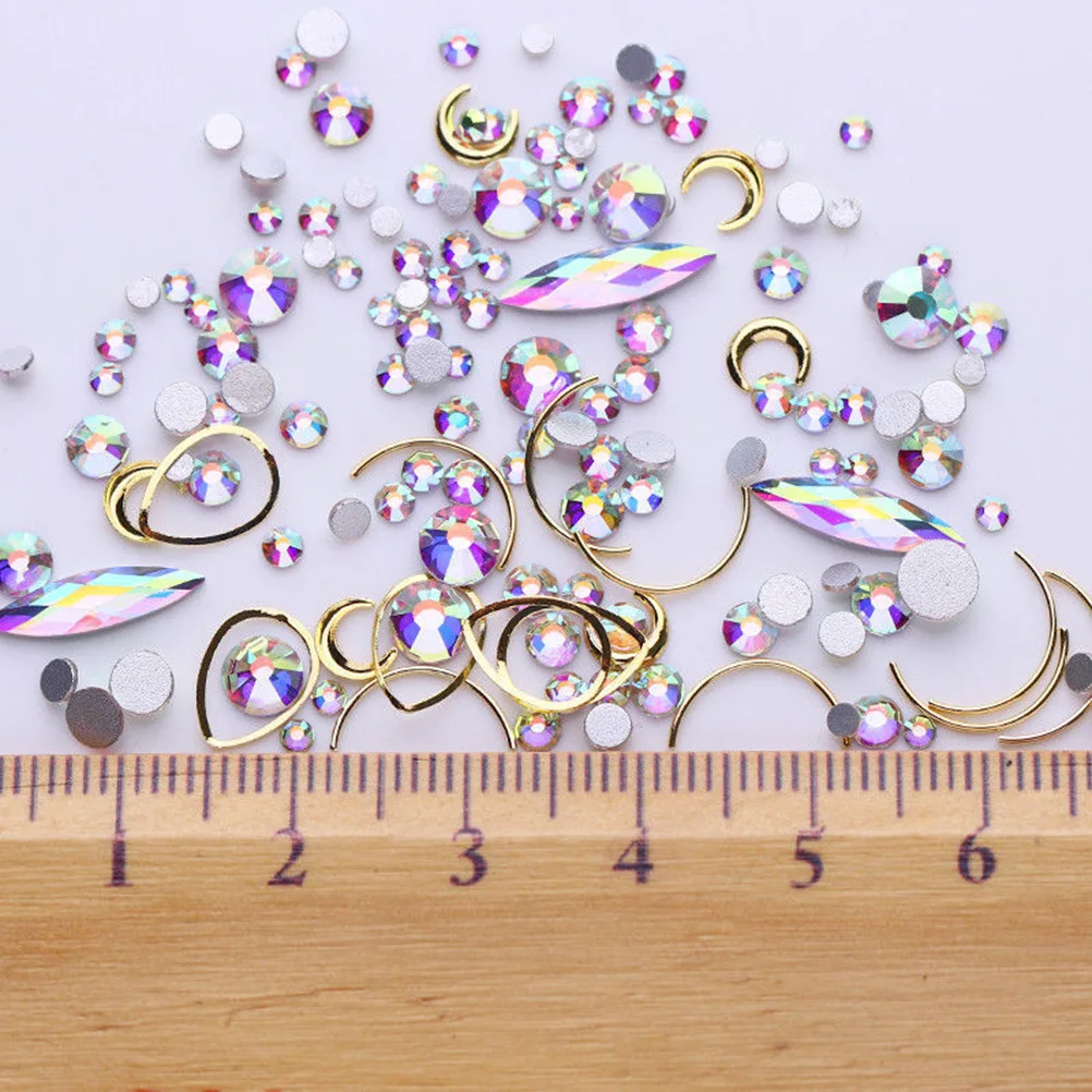 

4 коробки, золотые шпильки для ногтей, 3D металлические заклепки, подвески, стразы, драгоценные камни, блестящие украшения для дизайна ногтей, легко наносимые различные стили