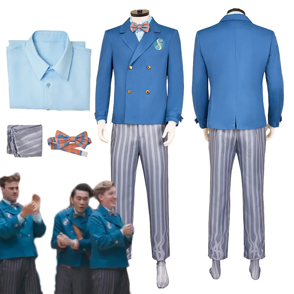 

Movie Wicked Cosplay Costume Blue School Uniforms For Adult Men Male Shirt Pants Socks Bow Tie Outfits Halloween Carnival Party