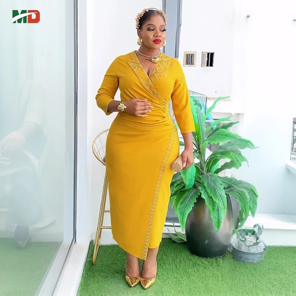

MD African Tight Dress Women Fashion Elegant Clothing Plus Size Wedding Party Summer Wedding Party Dressing 2025 For Office