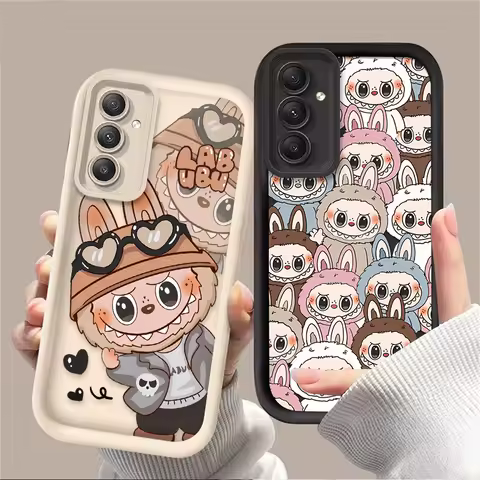 Lovely Cartoon Labubu Love Phone Case For Samsung Galaxy A14 A15 5G S21 S22 S23 S24 5G FE Plus Ultra A25 A35 A52 A53 A54 A55 5G