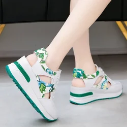 New summer women Casual sports  Breathable Mesh walking Sandals shoes women Outdoor Lace Up Wedges heels shoes Sandals for women