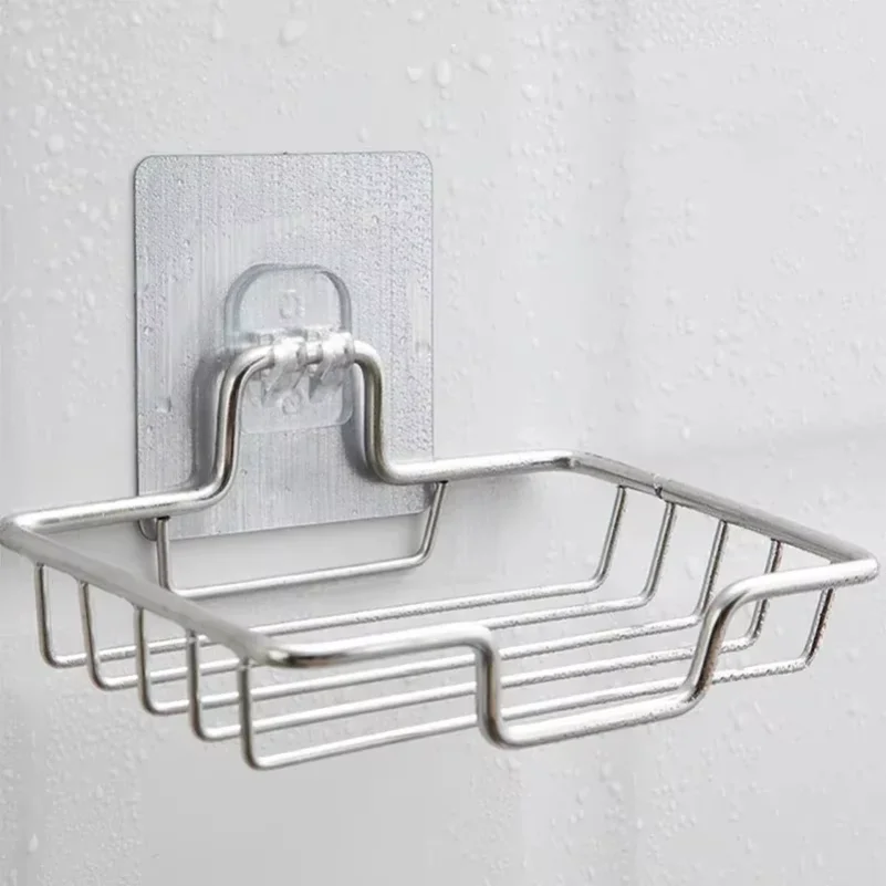 1Pcs Bathroom Soap Holder Wall Mounted Soap Rack Holder Stainless Steel Self Adhesive Soap Rack Wall Mounted Dish