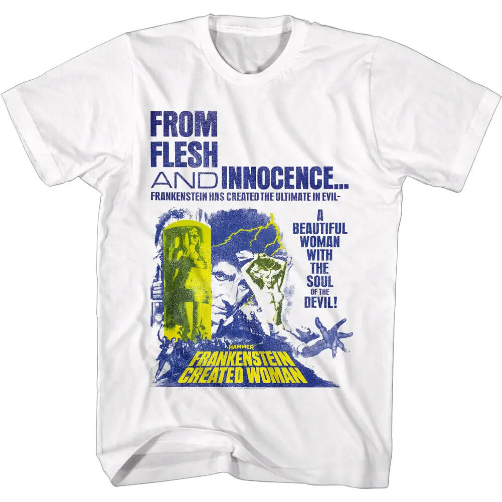 Frankenstein Created Woman From Flesh Men's T Shirt Innocence 60s Hammer Horror