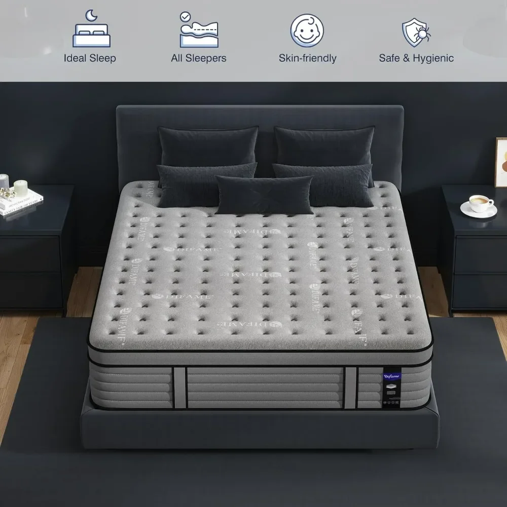 Matelas hybride King Size, 16 pouces, matelas dans une boîte avec mousse à mémoire de forme, ressorts à Végétde poche, moyen optimiste