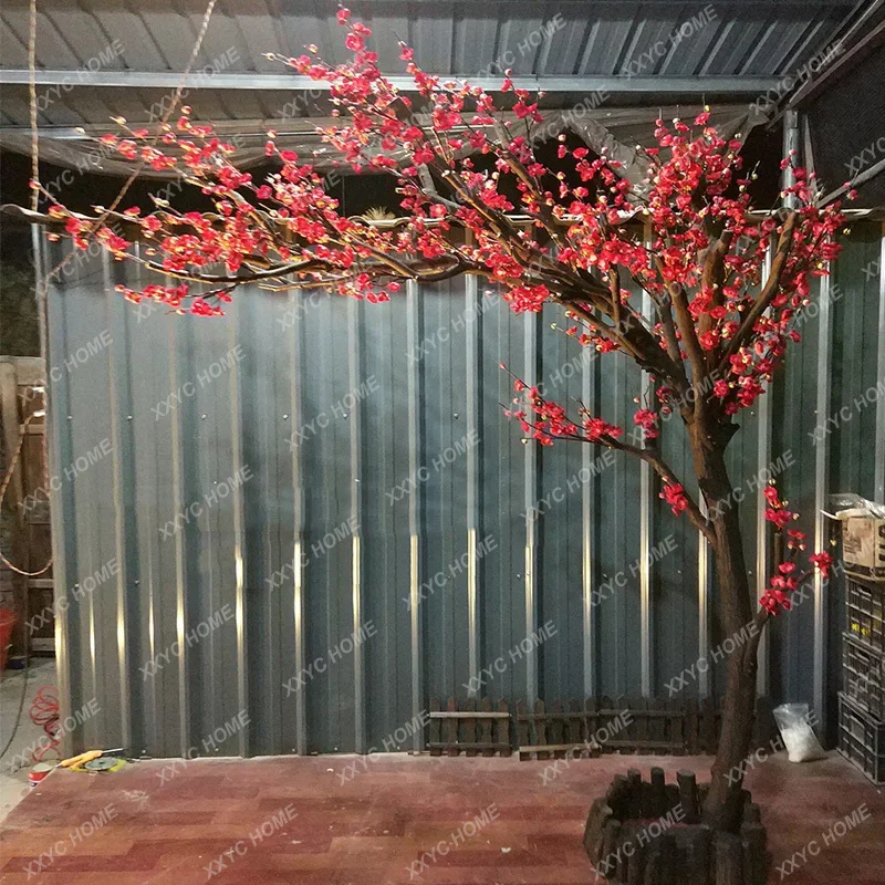 Tree Red Plum Blossom Wintersweet Tree New Year Wishing Tree Decorative  Fake Trees Wall Hanging Plum Blossom Branch