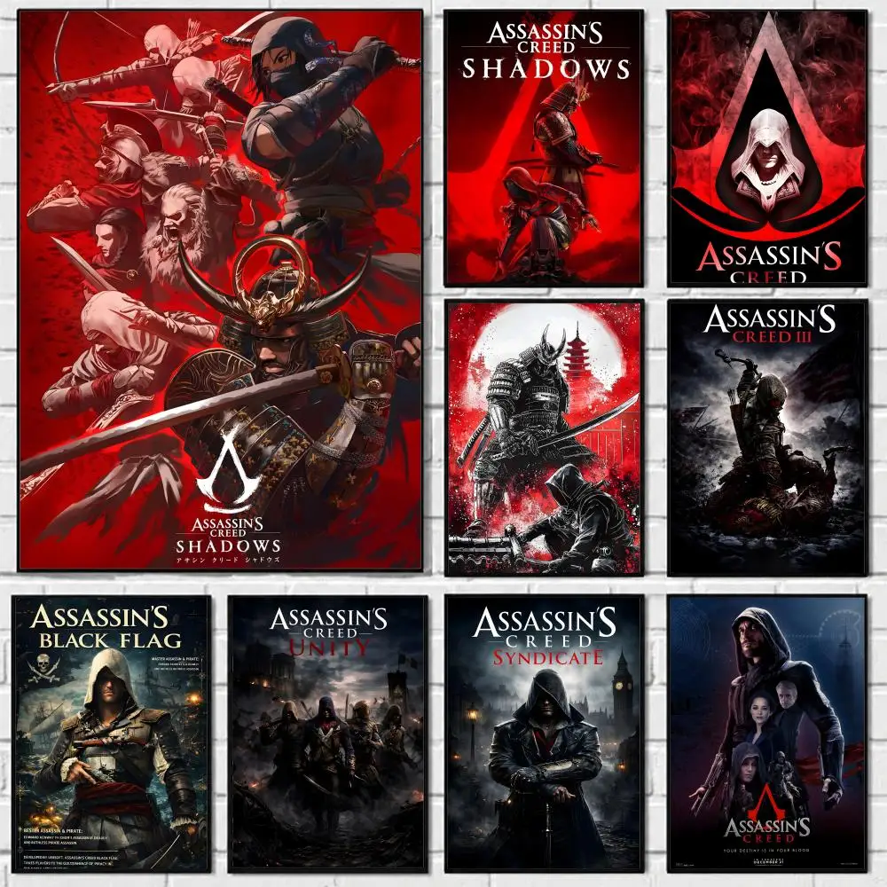 Anime A-Assassins Cool C-Creed Poster Self-adhesive Art Waterproof Paper Sticker Coffee House Bar Room Wall Decor