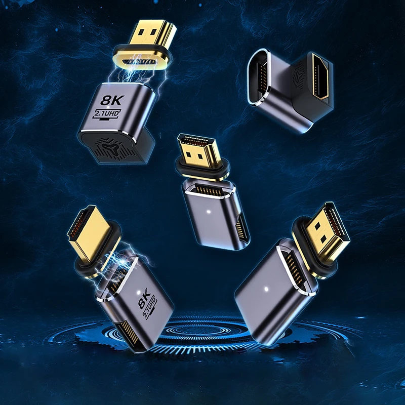 1PCS 8K HDMI-Compatible 2.1 Magnetic Adapter HDMI-Compatible Magnetic Connector 8K/60Hz 4K/120Hz 19Pin Contacts for HDTV Laptop