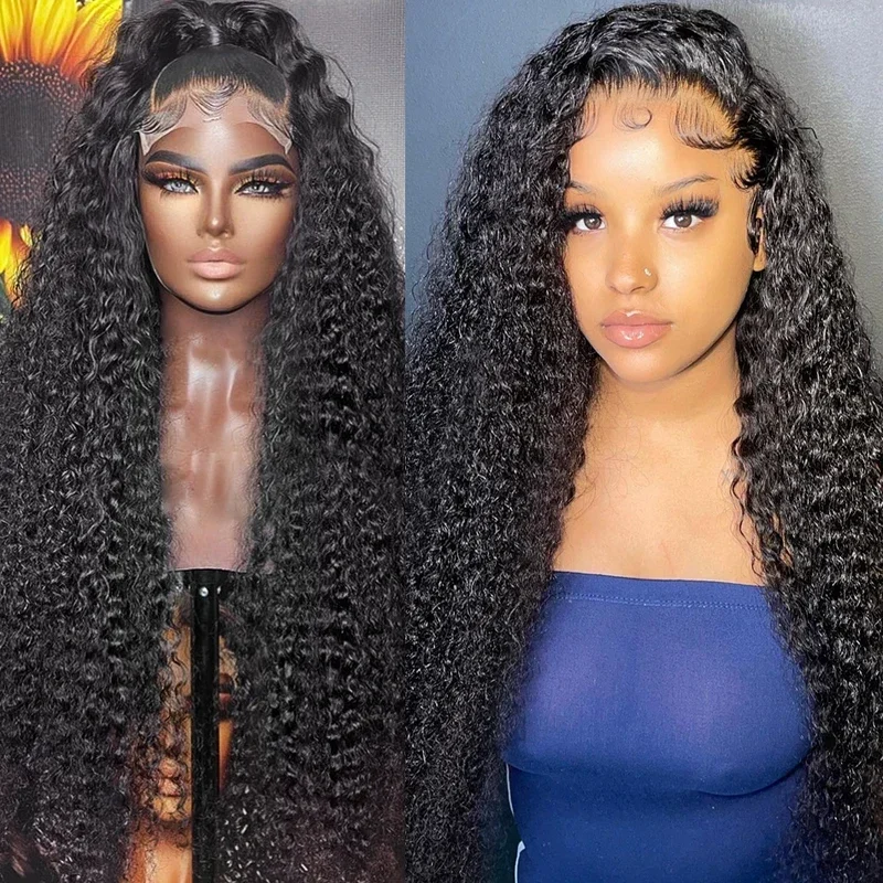 Water Wave 13X4 Brazilian Pre Plucked Deep Curly Wigs Remy For Women 13X6 Lace Front Human Hair MN12