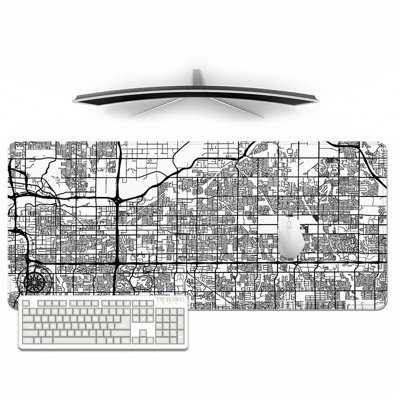 Mouse Pad Gaming Black And White City Map XL Large HD Custom Mousepad XXL Carpet Non-Slip Computer Mice Pad Mouse Mats