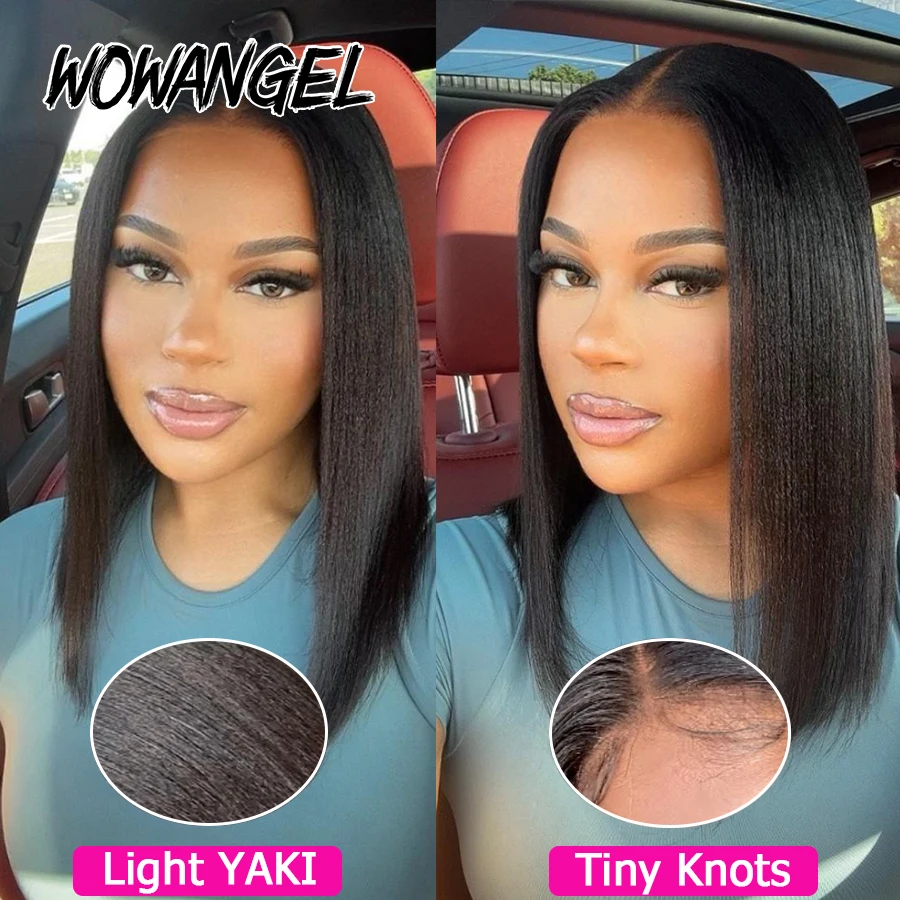 Yaki Straight Pre Cut 5x5 HD Парик с кружевной застежкой Человеческие волосы Jet Black Короткий боб Бесклеевые парики Крихкие узлы Готовые к работе Skins Melted