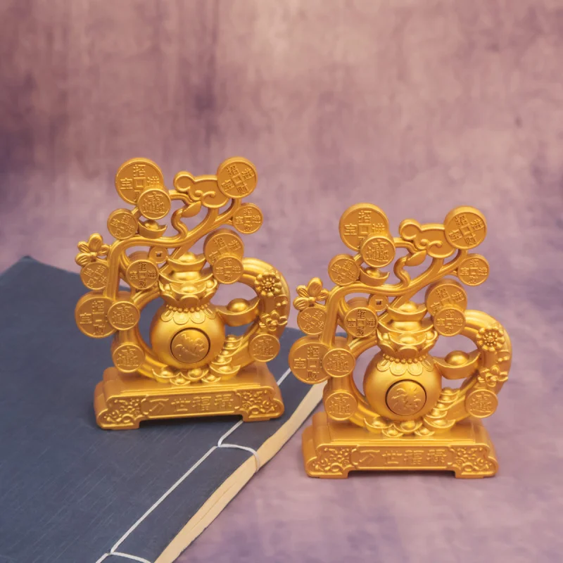 Fortune-Attracting Wealth Copper Coin Ornament Home Living Room Gourd Entrance Decoration Office Opening Housewarming Gift