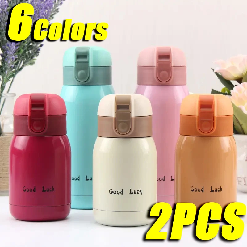 2PCS New Design Small Mini Pop-up Lid Portable Double Wall Insulated Stainless Steel Water Bottle For Kids