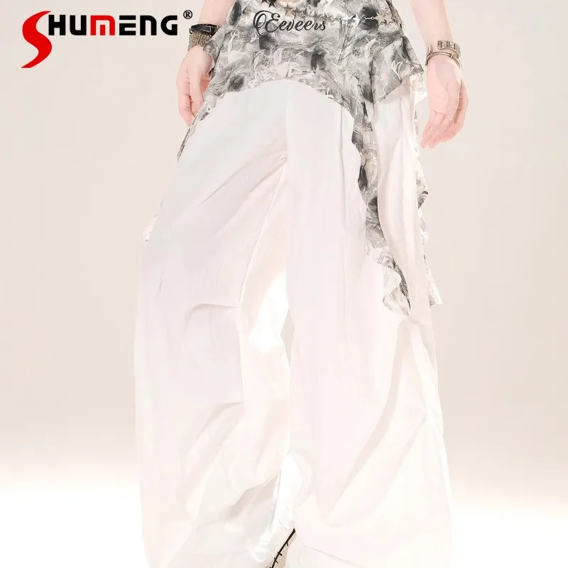 

2025 Summer New Kawaii Slacks American High Street Wide-leg Pants Women's Summer Loose And Thin Straight Casual Pants Trousers