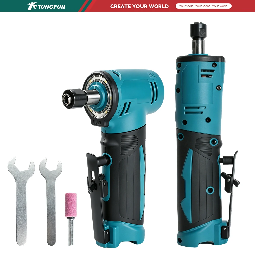 12V Brushless Straight Grinder 3/4 Speed  24500RPM 6.35mm Chuck Cordless Electric Grinder Engraving Polishing Cutting Drill Tool
