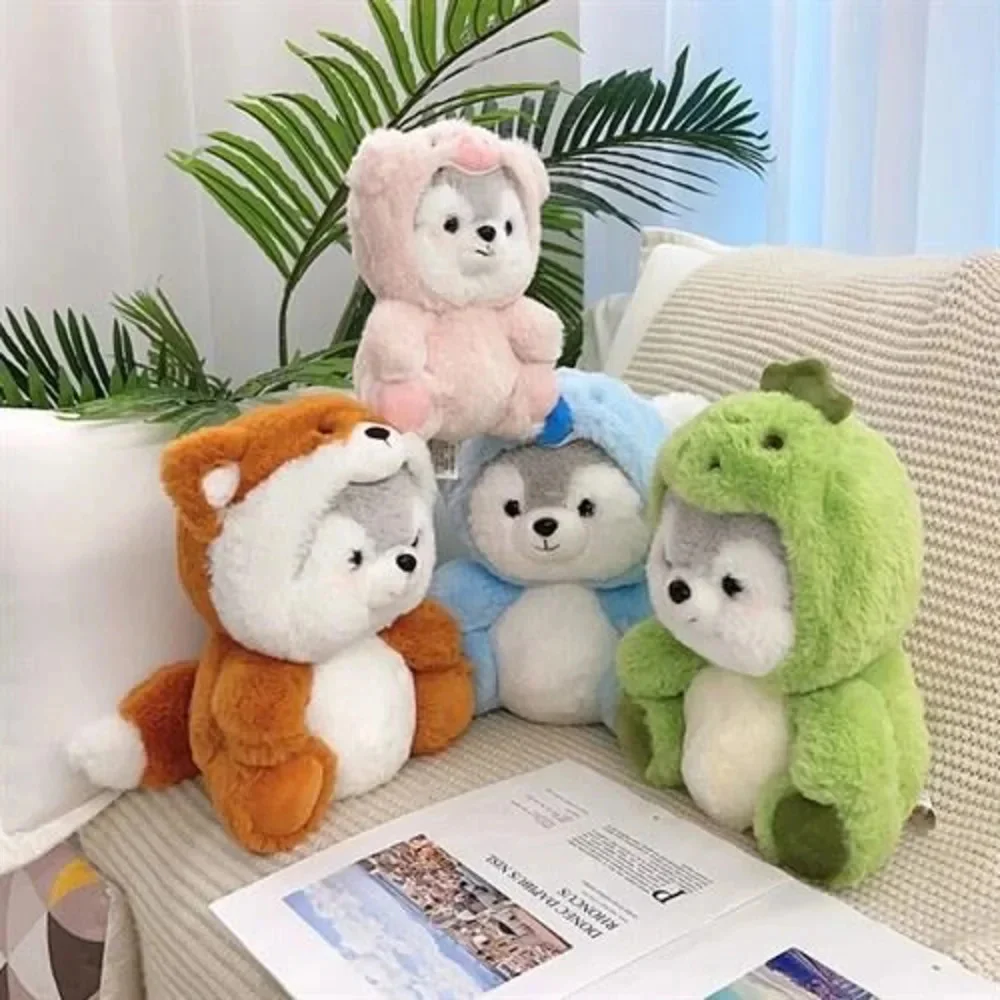 Cute Husky Plush Doll Cartoon Stuffed Animals Wear Sweater Koala Pig Dinosaur Fox Sleeping Pillow Plushie Birthday Xmas Gifts