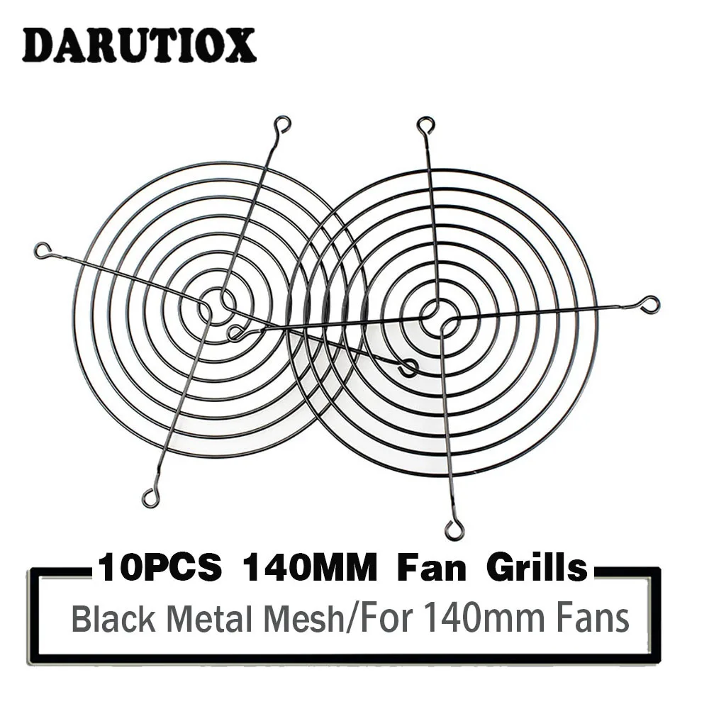 

10 Piecces Black 14CM 140MM Fan Grills Metal Mesh Finger Guard Protective Net Fan Grill 140x140mm for 140mm Cooling Fans