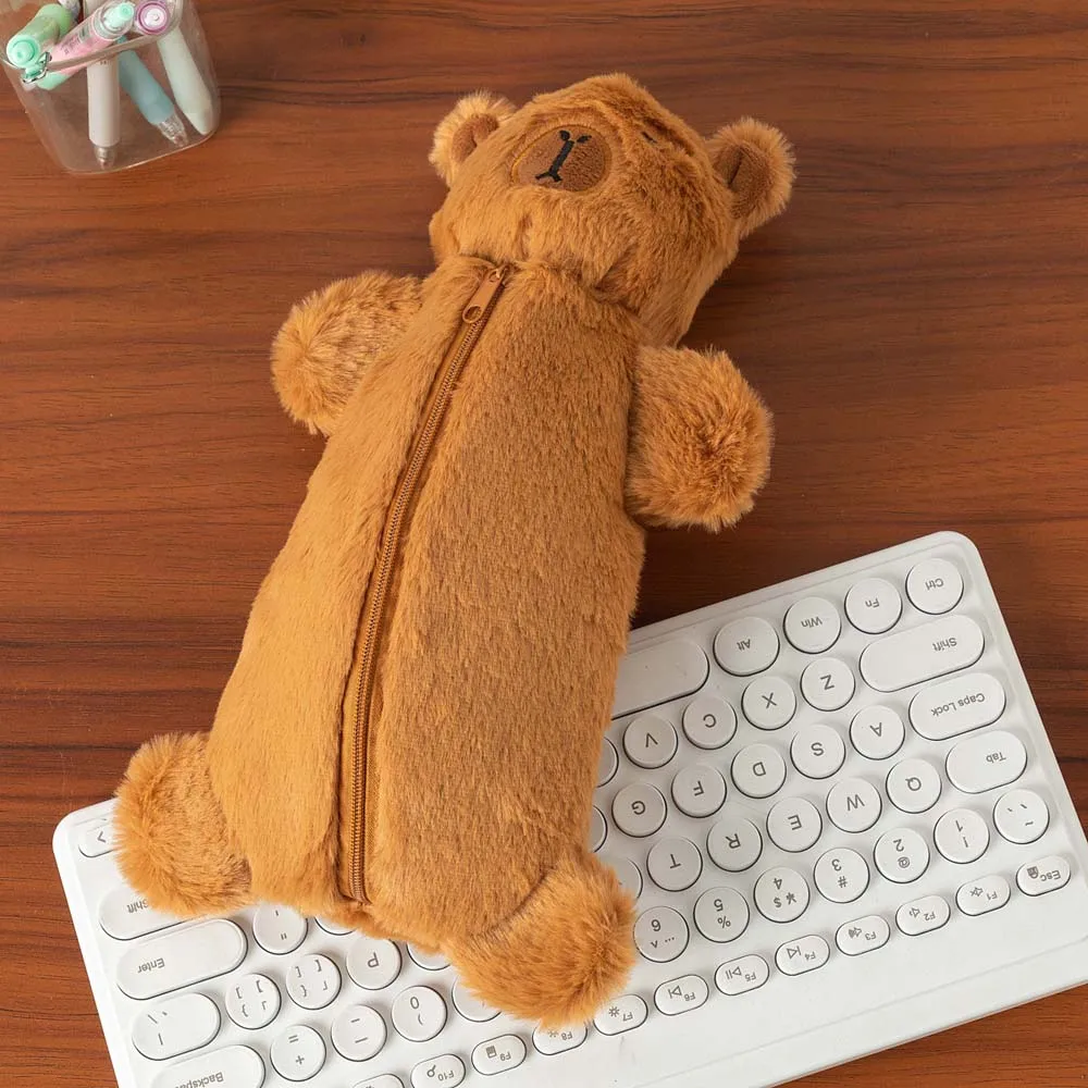 Large Capacity Capybara Plush Pen Bag Cartoon Animal Doll Capybara Capybara Doll Pencil Case Soft Stuffed Zipper