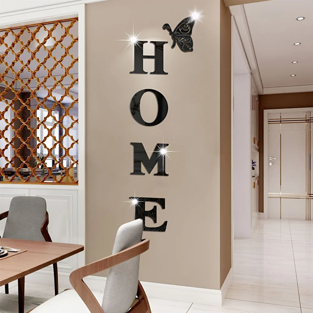 3D الاكريليك كبير DIY مرآة ذاتية اللصق للإزالة الجدار ملصق الأسرة الإنجليزية الأبجدية غرفة المعيشة غرفة نوم ديكور المنزل #3