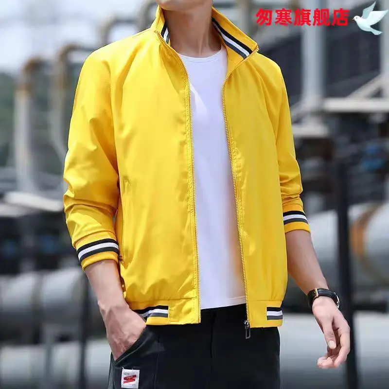 

2024 Spring and Autumn New Business Casual Jacket Zipper Trendy Side Seam Insert Bag Youth Jacket Coat Men's Trendy