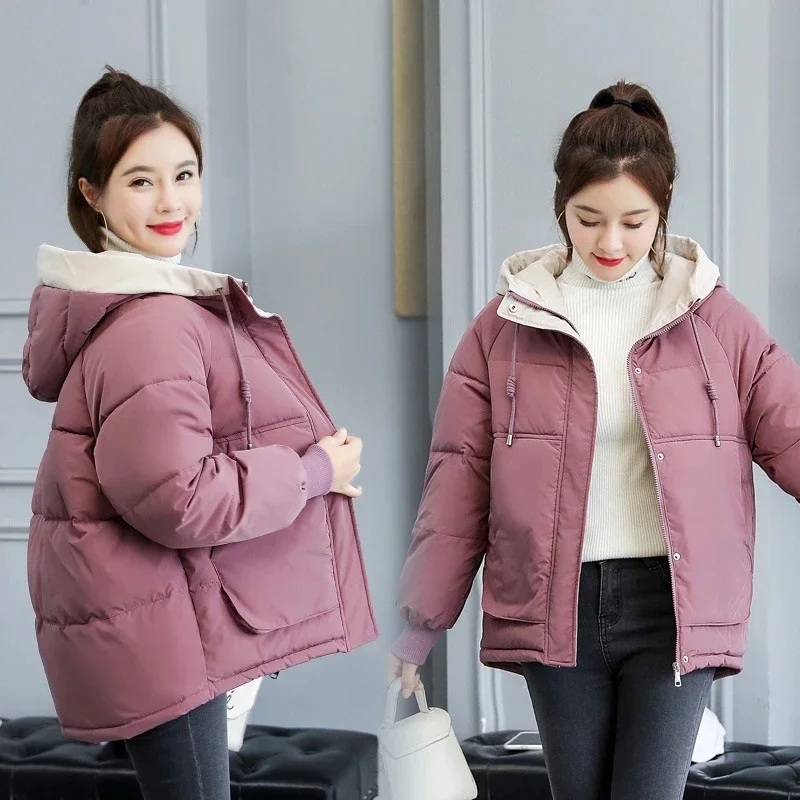 2025 Winter Coat Women Fashion Winter Jacket Women Cotton Padded Parka Outwear Hooded Colors Solid Female Thicken Jacket Coats