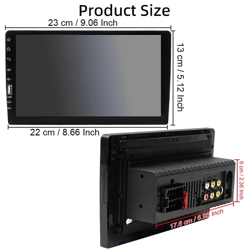 Hippcron 9 '' Carplay راديو السيارة 1 Din أندرويد السيارات مشغل وسائط متعددة شاشة تعمل باللمس بلوتوث USB MirrorLink Universal Autoradio