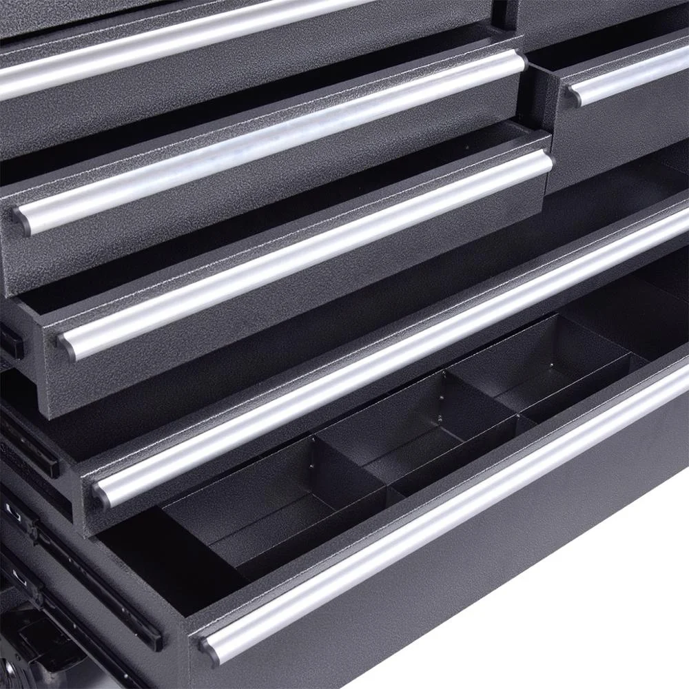 Rubberwood Top Mobile Workbench 7-drawer Cabinet Tool Garage Storage Tool Trolley