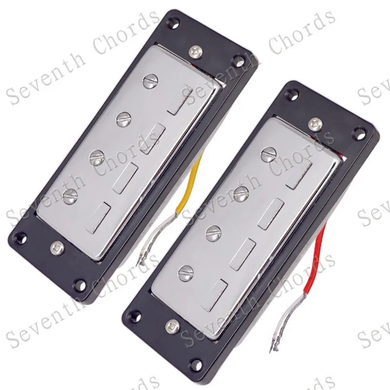 

A Set of 2 Pcs Mini Chrome 4 string Bass Guitar Humbucker Pickups with Black Ring guitar accessories