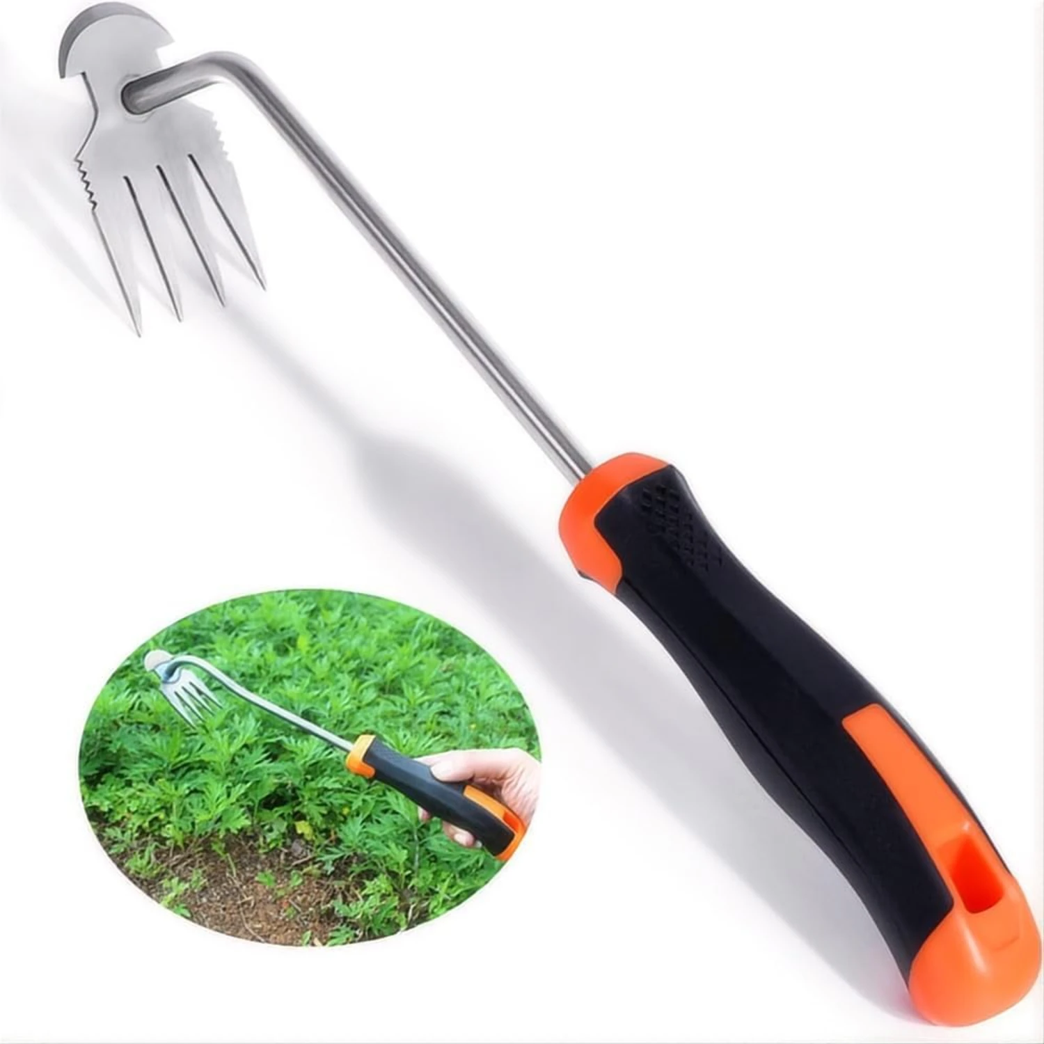 Weed Puller Tool, 2024 New Durable Garden Weed Pulling Tool, 4 Teethes Dual Purpose Manual Weeders Tool Weed Pulling Tool for Ga