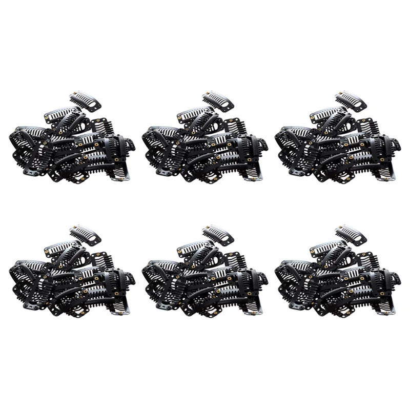 

WIND FLYING 120Pcs Black Nine-Tooth Clip For Hair Extension Snap Clip For DIY Use(Black)32MM L