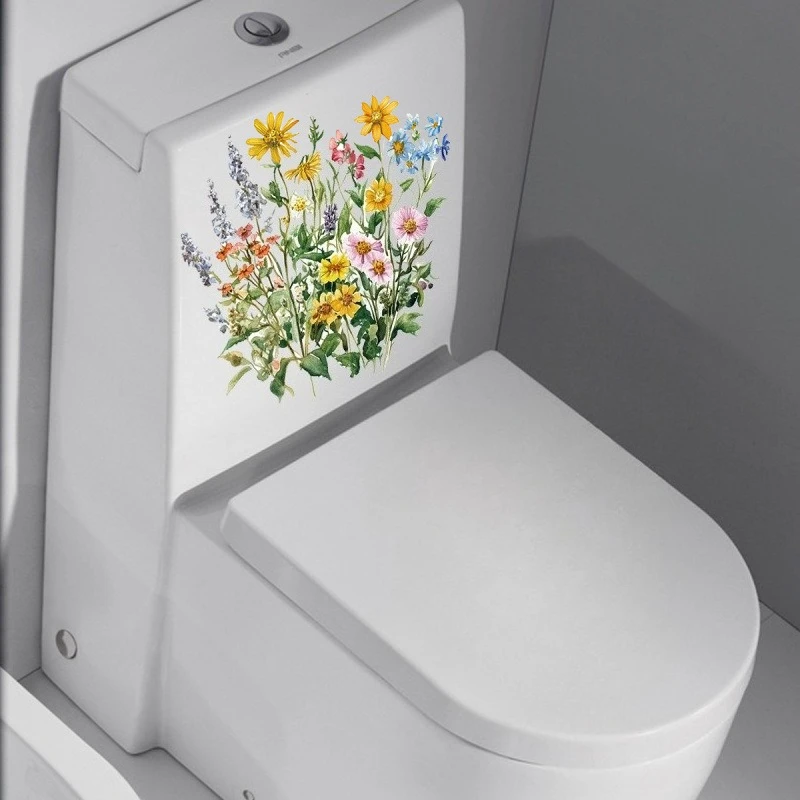 

DIY водостойкие мультяшные цветы наклейки для ванной комнаты съемный бак для унитаза виниловые наклейки для декора ванной комнаты украшение дома искусство