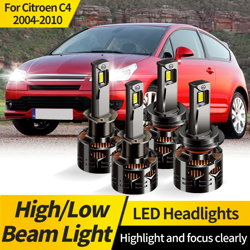 

2PCS LED Headlights H1 High Beam Lamp H7 Low Beam Light 6000K White Mini Diode 12V LED Front Bulbs For Citroen C4 2004-2010