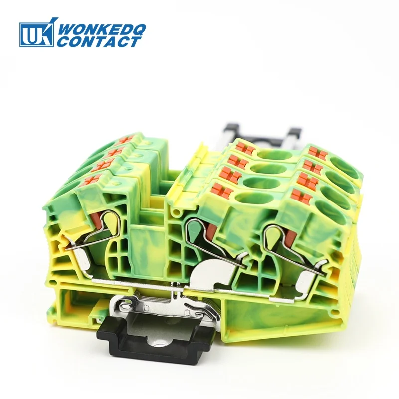 PT16-TW-PE Push-in Protective Conductor Din Rail Terminal Block 16mm² Cable Ground Connector Yellow/Green PT 16-TWIN-PE