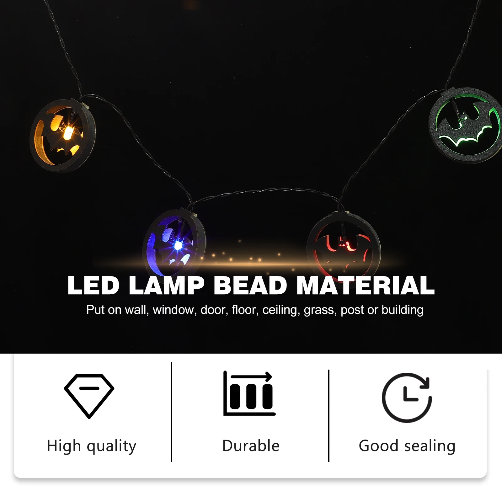 

Led Atmosphere Decoration Light String Halloween Party Supply Wooden Pendant String Light For Haunted House Festival Party Decor