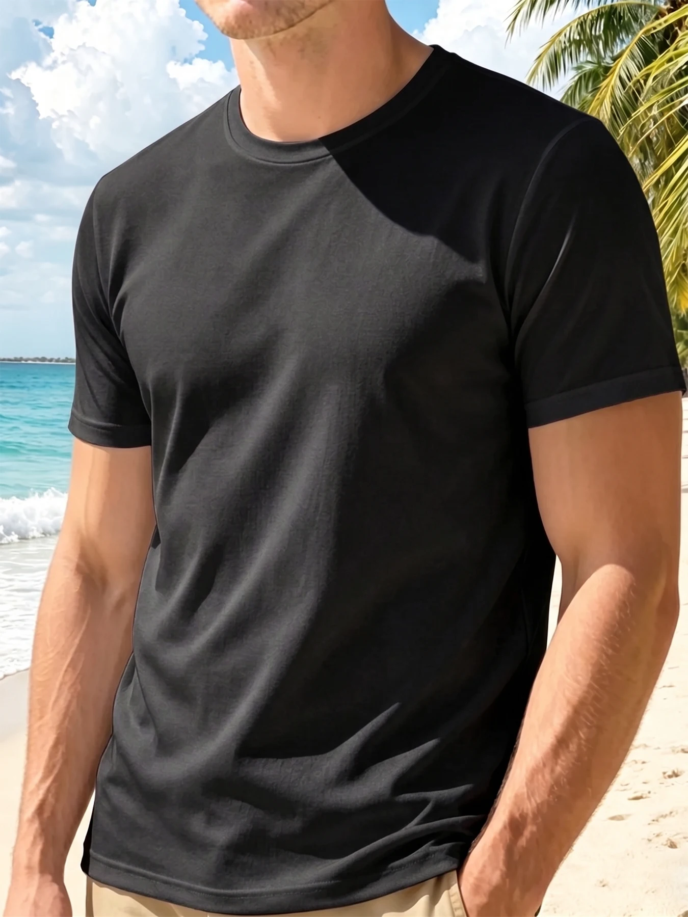 Cool Touch Lightweight Men’s Basic Crew Neck T-Shirt Multi Neutral Color Options Sweat Wicking Short SleeveTravel Workout Street