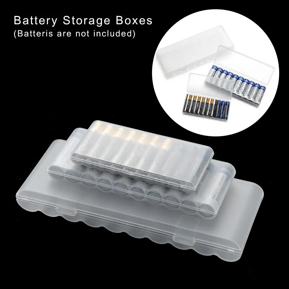 For AAA/AA/18650 10 Slot Battery Storage Box Clear Hard Plastic Battery Container Holder Case Waterproof Organizer Container