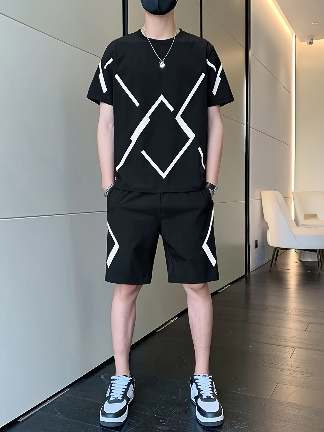 Herenmode casual pak bedrukt T-shirt met korte mouwen shorts trendy heren casual shorts sportkleding tweedelige set