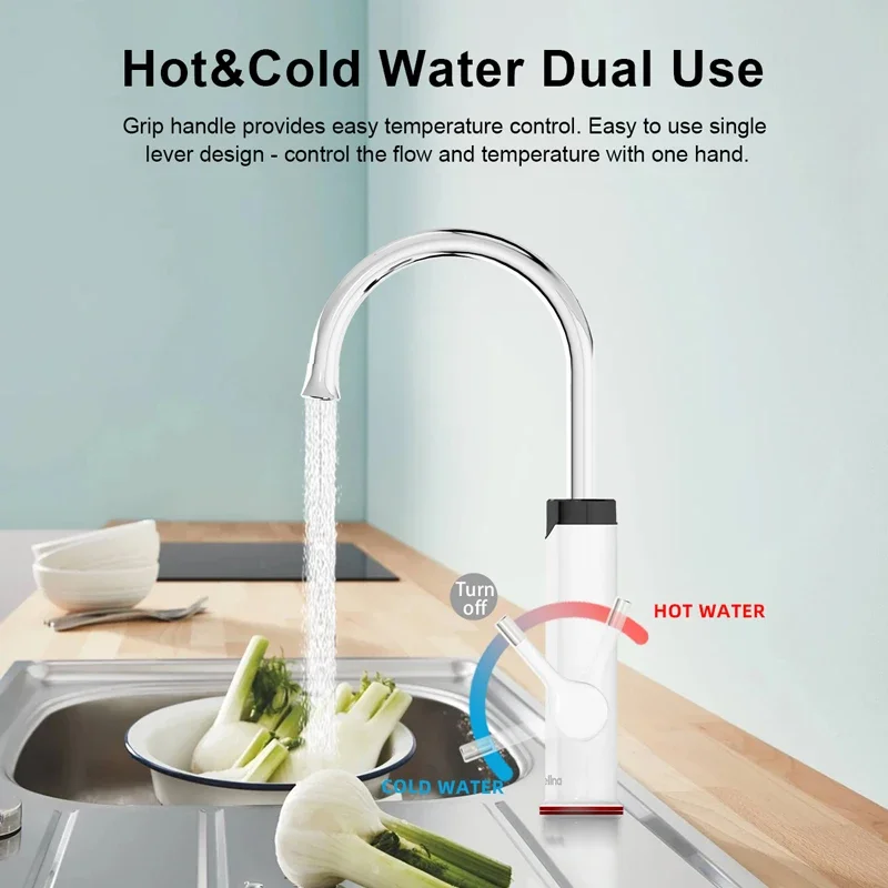 เครื่องทําน้ําอุ่นไหลก๊อกน้ําห้องครัว 2 in 1 Tankless Water Heating Tap Mini เครื่องทําความร้อน เครื่องทําความร้อน Geyser